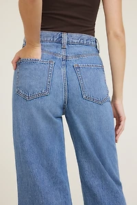 Jean à taille ultra-haute et jambe large colonne Lennon