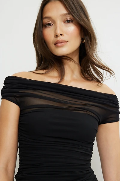 Off Shoulder Multiwear Mesh Top