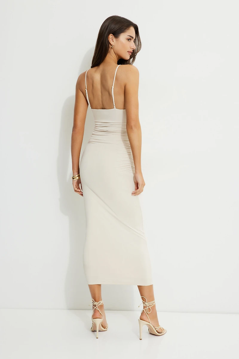Robe maxi froncée en jersey Ines