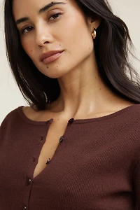 Ribbed Cinch Hem Cardigan