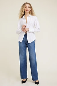Chemise rayée en popeline à taille cintrée