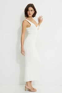 Robe maxi en tricot crocheté à col V