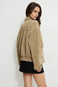 Blouson aviateur ample en faux suède