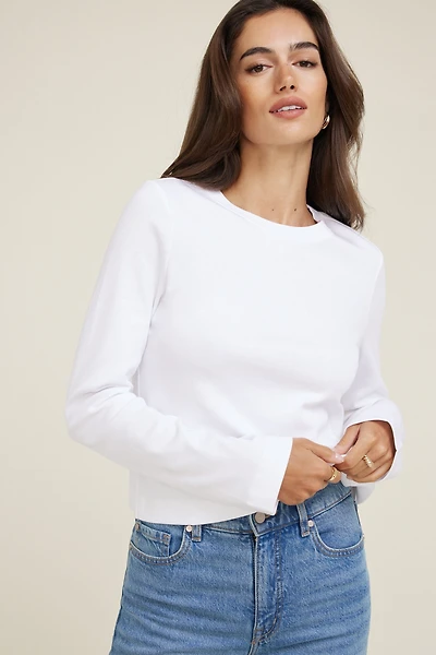 T-shirt carré en coton à manches longues