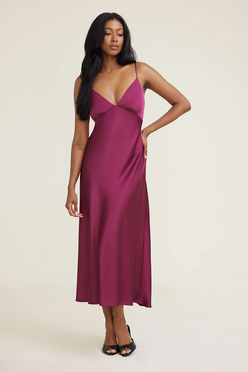Sage Satin Maxi Dress