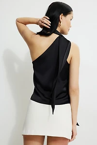 Haut en satin à écharpe au cou