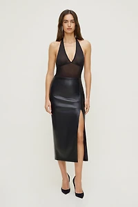 Justaucorps en maille à col plongeant