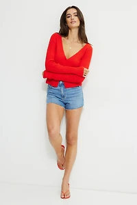 Mila Ribbed V Neck Cardigan