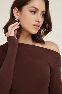 Haut en cotton extensible à manches longues Cleo