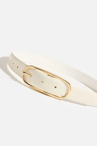 Ceinture mince en faux cuir à boucle ovale