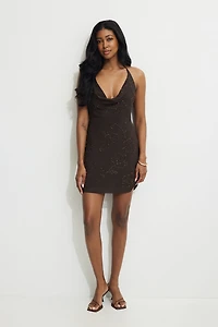 Beaded Mesh Mini Dress