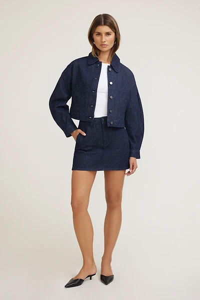 Bouclé Denim Mini Skirt