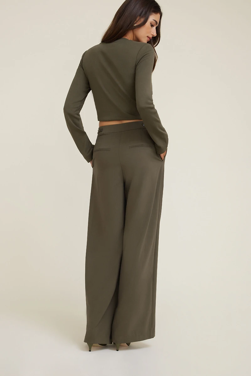 Pantalon plissé à jambe large Leni