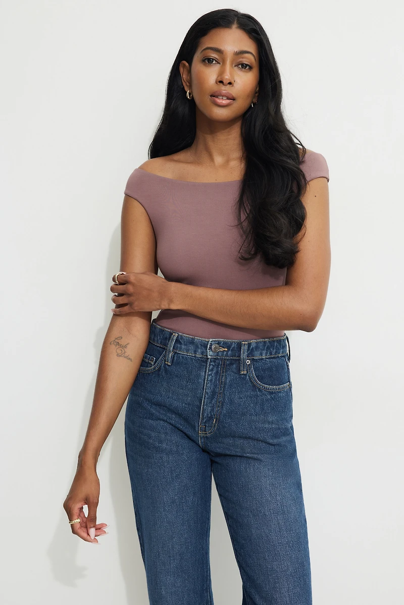 Off Shoulder Jersey Bodysuit