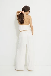 Crinkle Satin Wide Leg Pants
