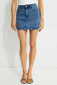 High Rise Denim Mini Skirt