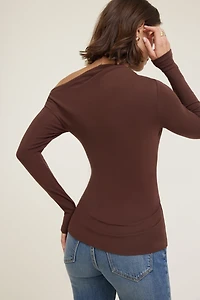 Haut en cotton extensible à manches longues Cleo