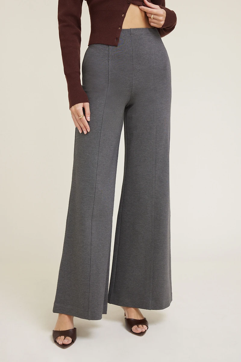 Pantalon à jambe large en tricot point de Rome