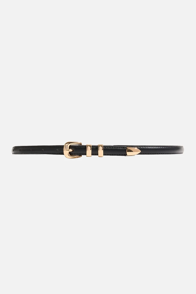 Ceinture très mince en faux cuir à deux ganses