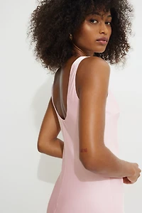 Boat Neck Satin Maxi Slip Dress