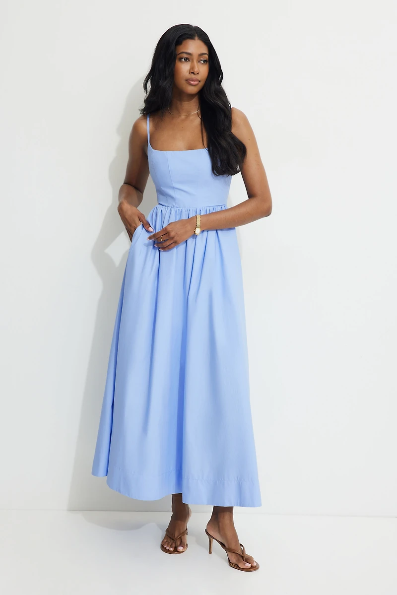 Robe bustier maxi en popeline