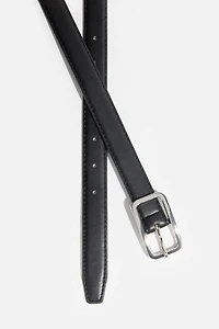 Rounded Rectangle Slim Faux Leather Belt