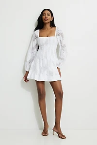 Amelie Balloon Sleeve Mini Dress