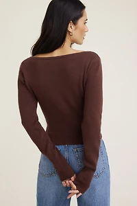 Ribbed Cinch Hem Cardigan