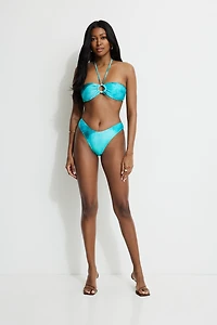 Haut de bikini bandeau à perles entaille