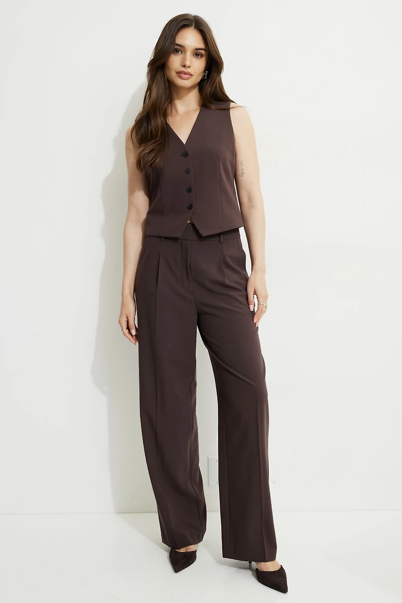 Pantalon Sofia plissé à jambe droite