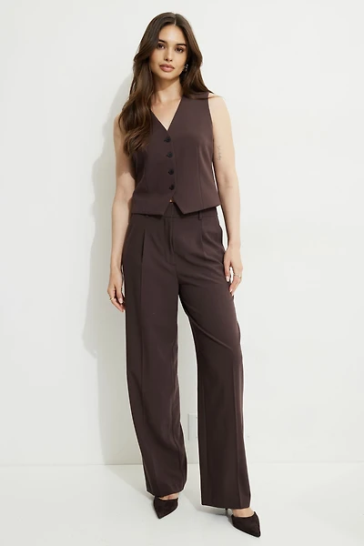 Pantalon Sofia plissé à jambe droite
