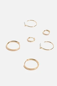 3-Pack Gem Hoop Earrings