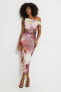 Off Shoulder Mesh Maxi Dress