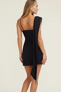 Draped Shoulder Mini Dress