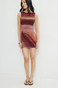 Katia Ruched Mesh Mini Dress