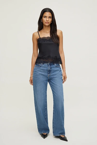 Lace Trim Satin Cami Top