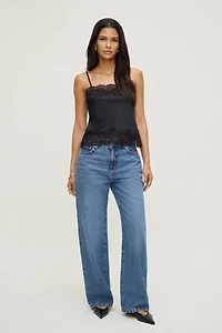 Lace Trim Satin Cami Top