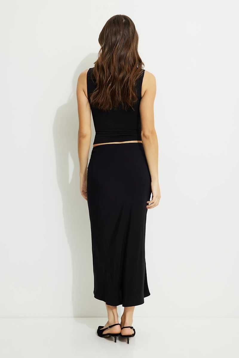 Picot Midi Slip Skirt
