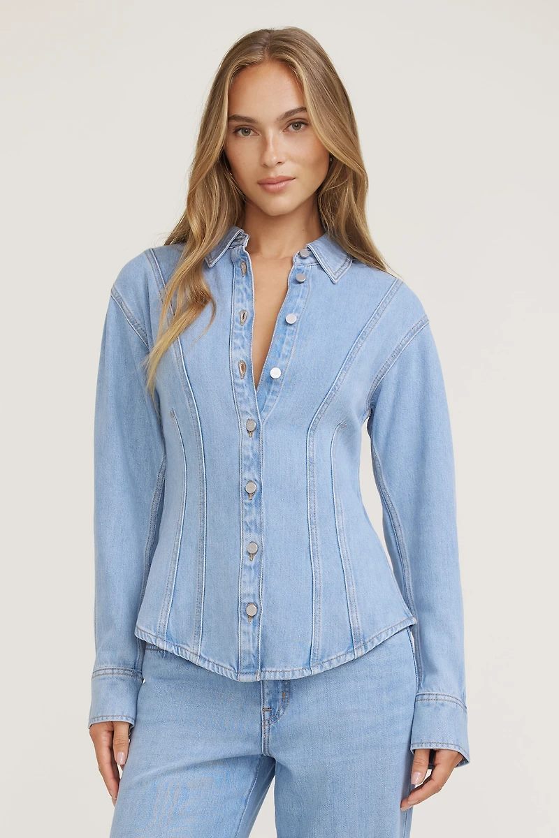 Chemise cintrée en denim Tencel