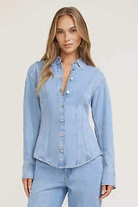 Chemise cintrée en denim Tencel