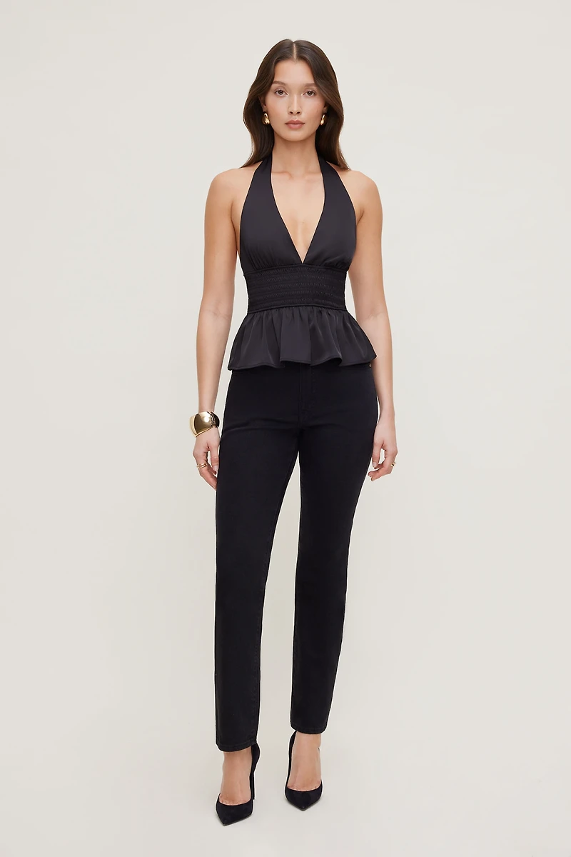 Plunge Satin Halter Top