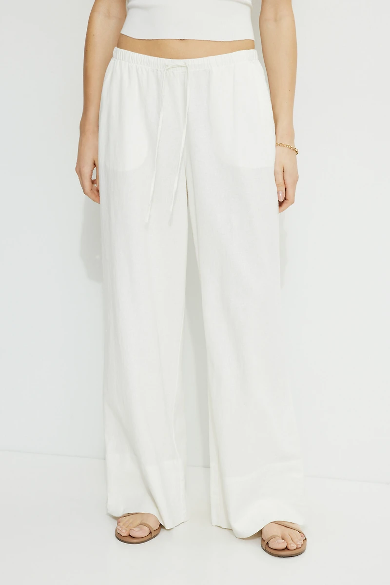 Pantalon à jambe large en lin Leo