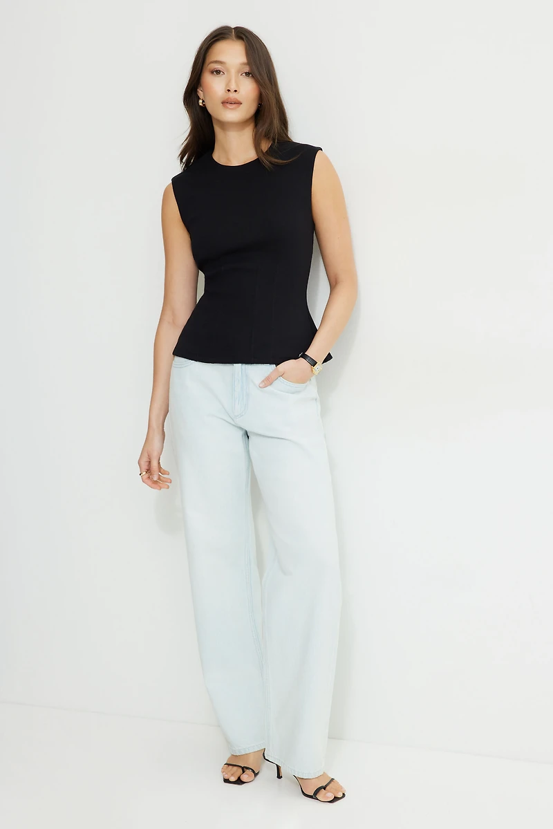 Cinch Waist Cotton Tank Top