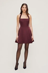 Amaya Satin Halter Mini Dress