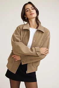 Blouson aviateur ample en faux suède