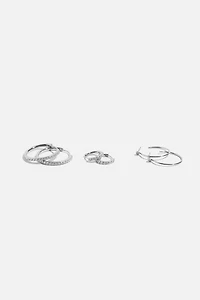 Ensemble de 3 paires d’anneaux d’oreilles ornés de pierres
