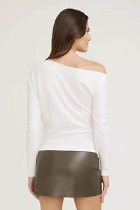 Draped Off Shoulder Long Sleeve Top