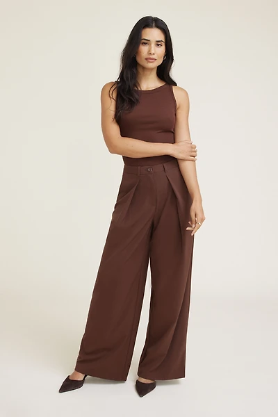 Pantalon plissé à jambe large