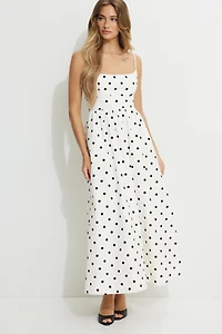 Polka Dot Bustier Poplin Maxi Dress