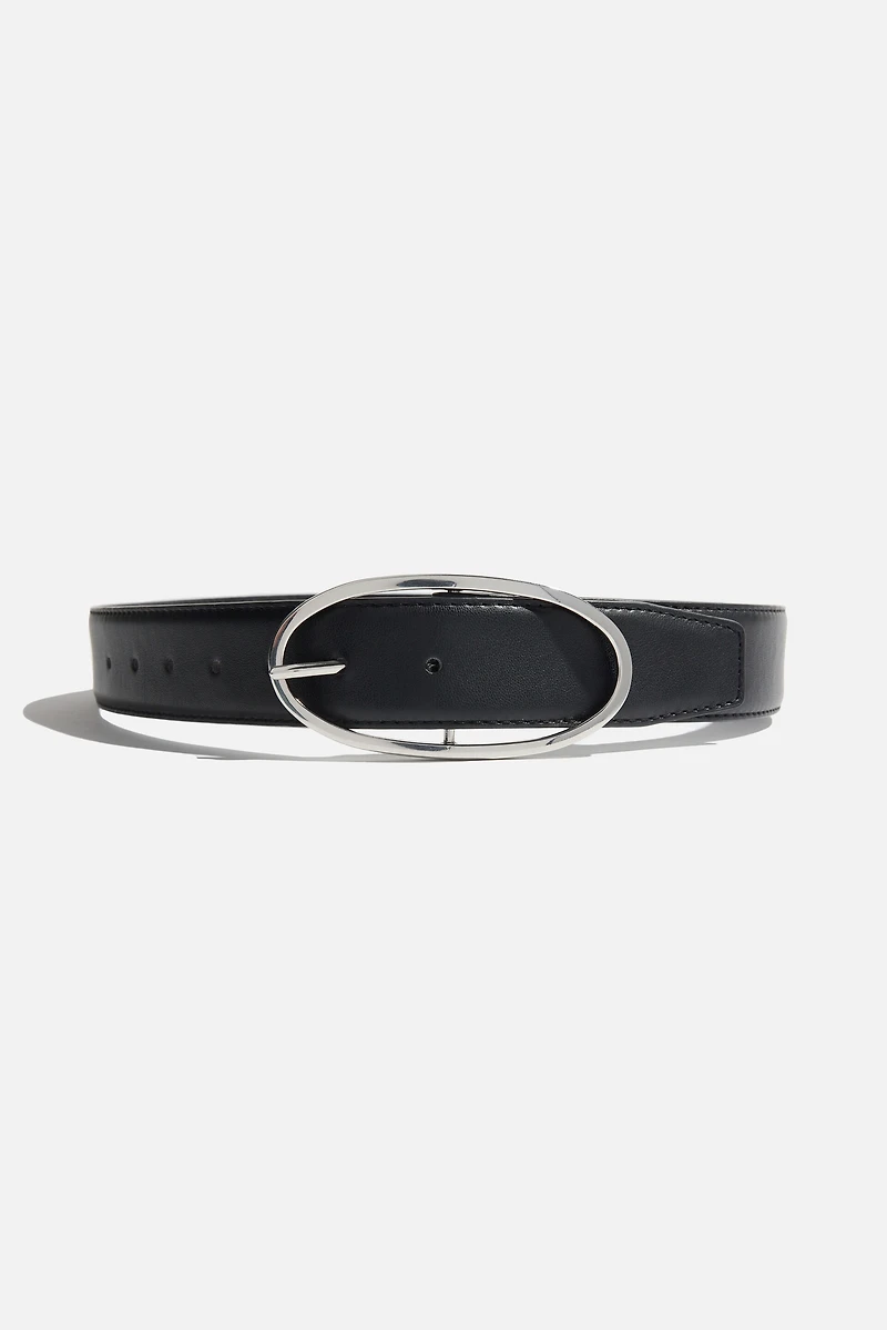 Oval Slim Faux Leather Belt